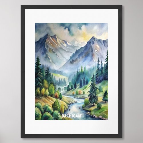 Dachigam National Park Watercolor Painting Framed Art