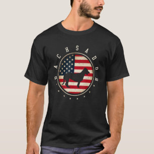 Dachsador USA Flag 4th July Dog Mom Dad T-Shirt
