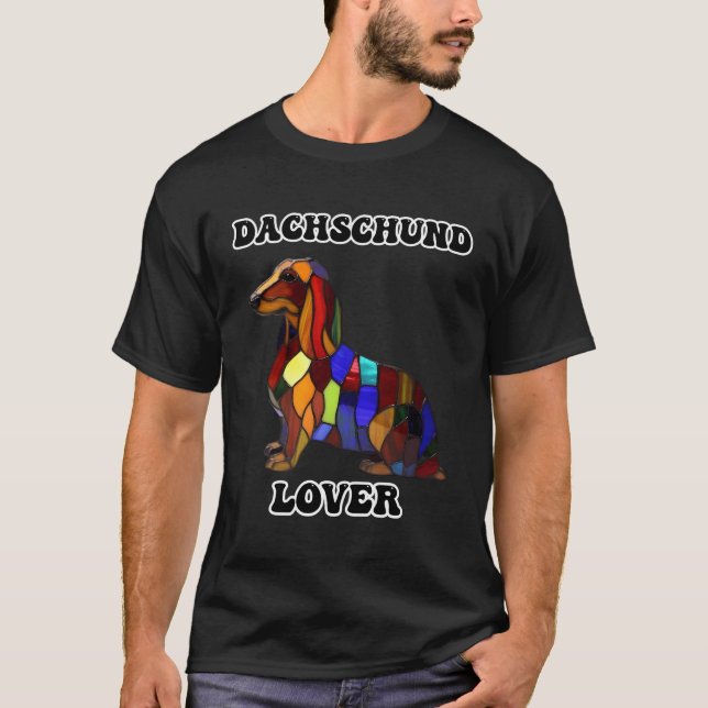 Dachschund Stained Glass Effect T-Shirt (Front)