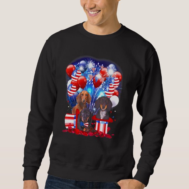 Dachshund 4th July Independence American Flag Hat  Sweatshirt (Front)