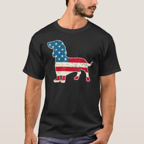 Dachshund 4th Of July American Flag Dog  Men Women T-Shirt