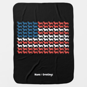 Dachshund 4th of July American Flag Patriotic  Baby Blanket