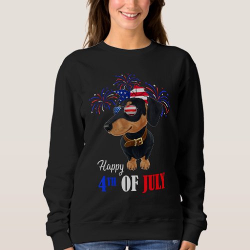 Dachshund 4th Of July Red White Blue Flag Independ Sweatshirt