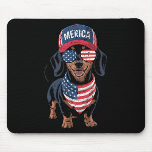 Dachshund 4th Of July Us American Flag Doxie Dog P Mouse Pad