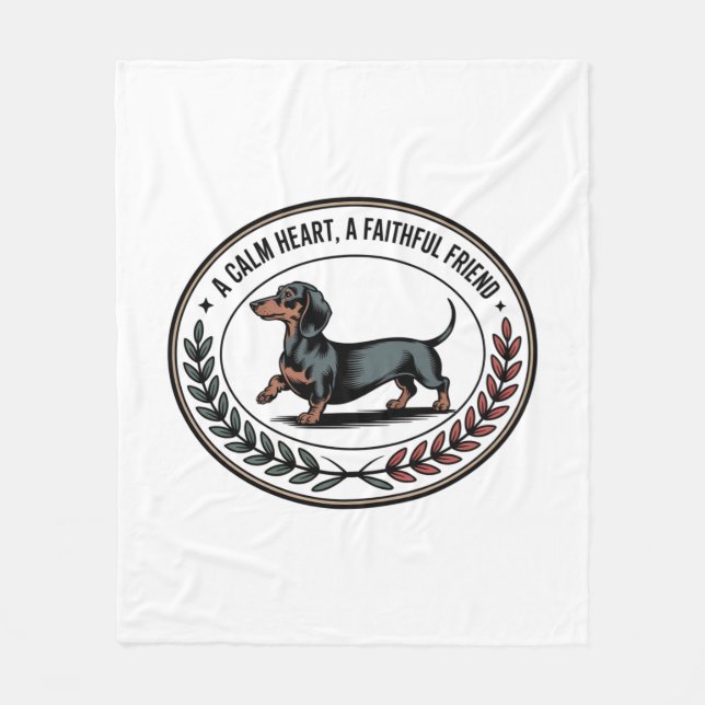 Dachshund A Calm Heart, A Faithful Friend Fleece Blanket (Front)