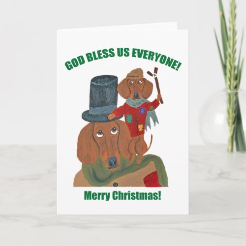 Dachshund A Christmas Carol Tiny Tim Holiday Card