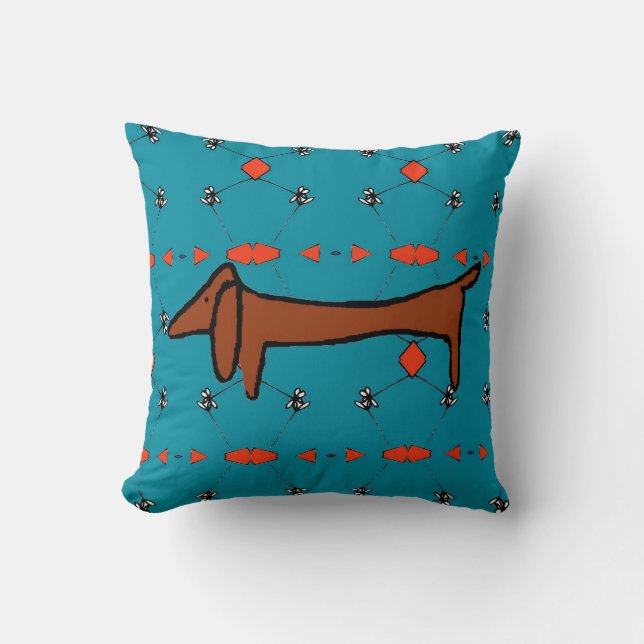 Dachshund Abstract Throw Pillow (Front)