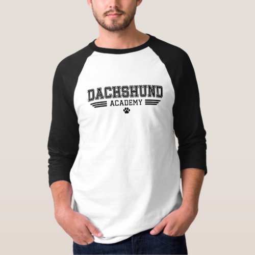 DACHSHUND ACADEMY _ BKBK WH Mens Raglan T_Shirt