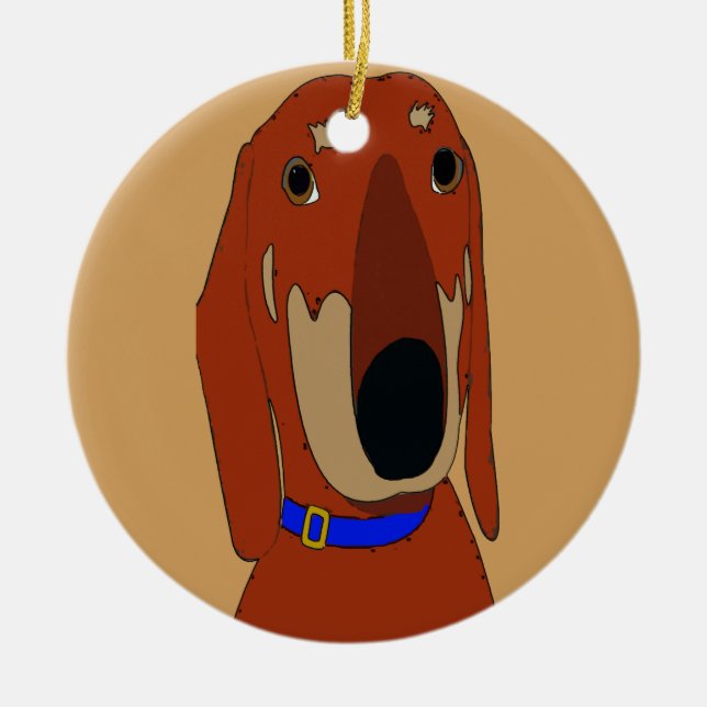 Dachshund add  name on back ceramic ornament (Front)