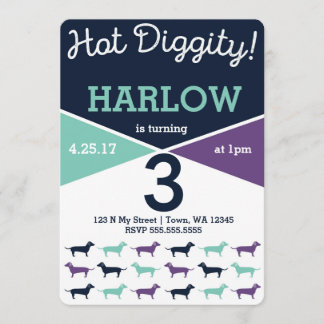 Dachshund aka Wiener Dog Birthday Invitation