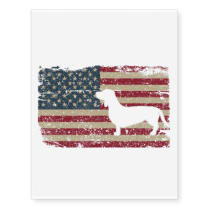 Dachshund America Flag Patriotic Weiner Dog Gift Temporary Tattoos