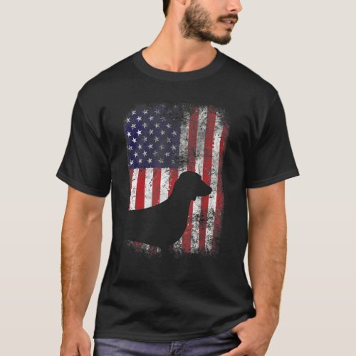 Dachshund American Flag Usa Patriotic Dog T_Shirt