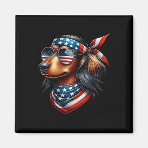 Dachshund American Usa Flag Sungles 4th Of July Da Magnet