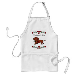 Dachshund and a flower cartoon adult apron