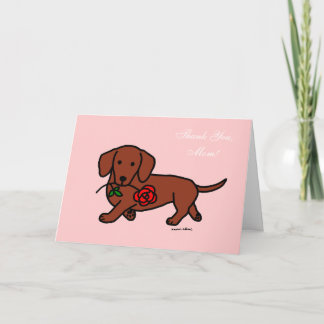 Dachshund and a flower cartoon card