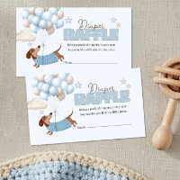 Dachshund and Balloons Blue Diaper Raffle