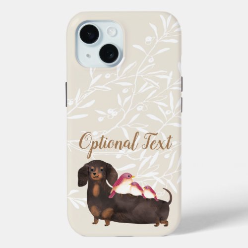 Dachshund and Birds Family iPhone 15 Case