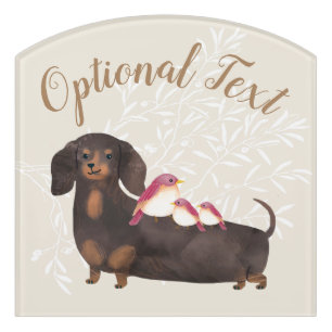 Dachshund and Birds Family Door Sign