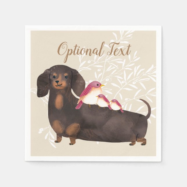 Dachshund and Birds Family Napkins (Front)