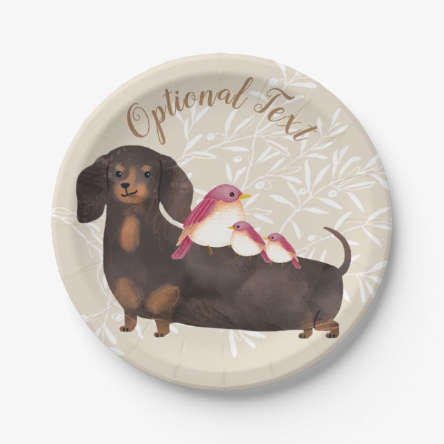 Dachshund and Birds Family Paper Plates (Front)