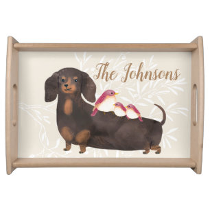 Dachshund and Birds Family Serving Tray