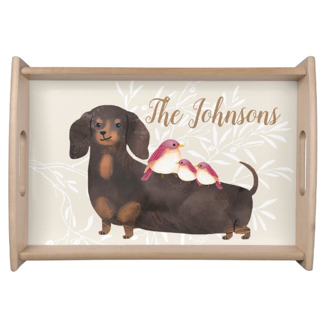 Dachshund and Birds Family Serving Tray (Front)