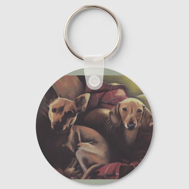 Dachshund and Chihuahua Snuggle Keychain (Front)