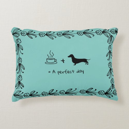 Dachshund and Coffee Lover Throw Pillow