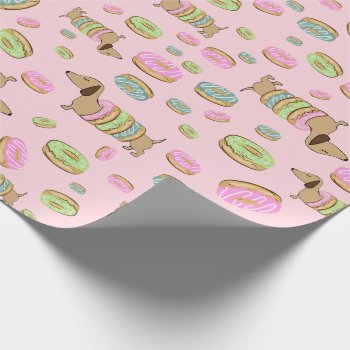 Dachshund And Donuts | Doxie Party Gift Wrap by Smoothe1 at Zazzle