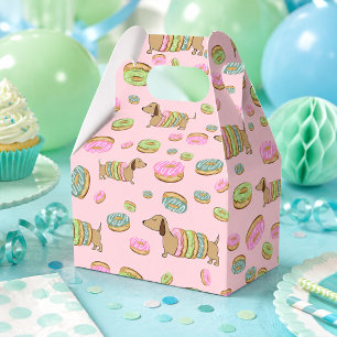 Dachshund and Donuts Gift Favor Box for Parties