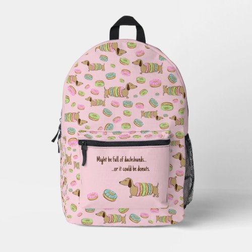 Dachshund and Donuts Sweet for Wiener Dogs Printed Backpack