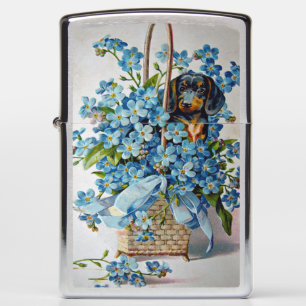 Dachshund and Forget-Me-Nots Zippo Lighter