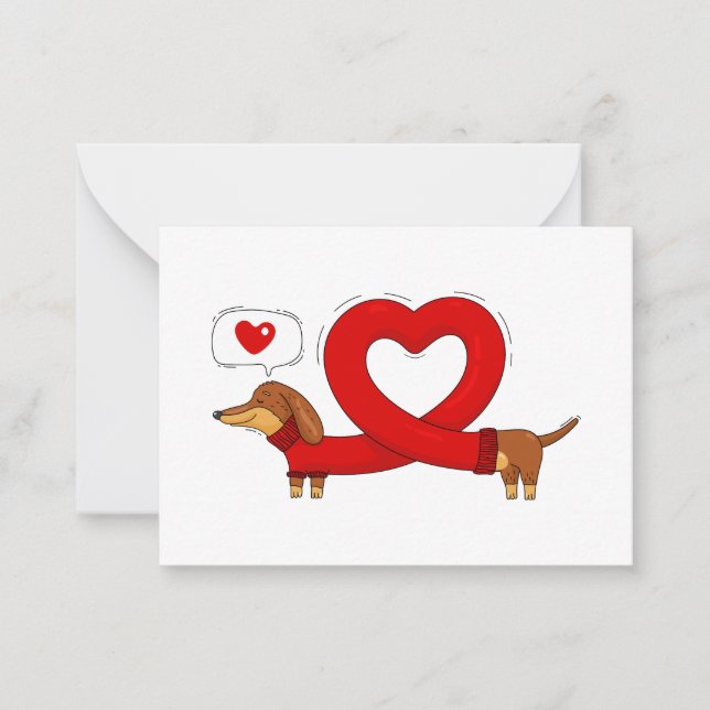 Dachshund and heart note card (Front)