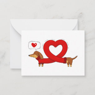 Dachshund and heart note card