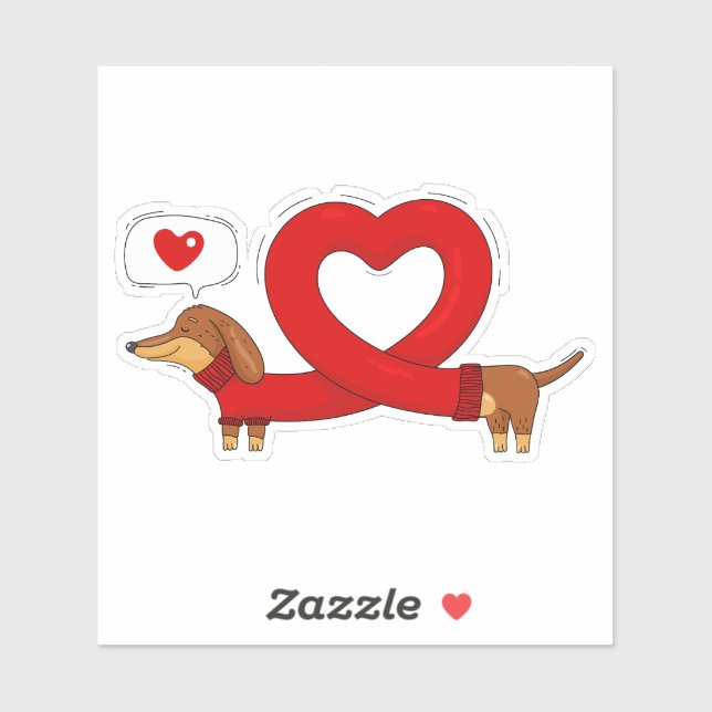 Dachshund and heart sticker (Sheet)