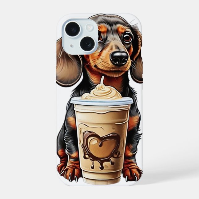 Dachshund and Iced Coffee Iphone Case (Back)
