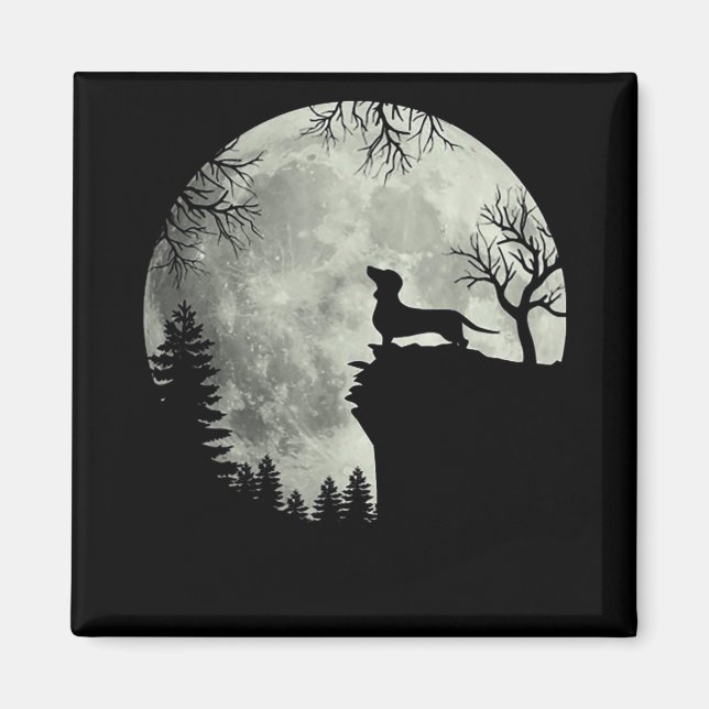 Dachshund And Moon Halloween Magnet (Front)