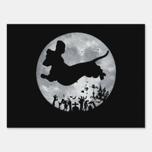 Dachshund And Moon Halloween Sign