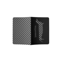 Dachshund and Plaid on Black Passport Holder