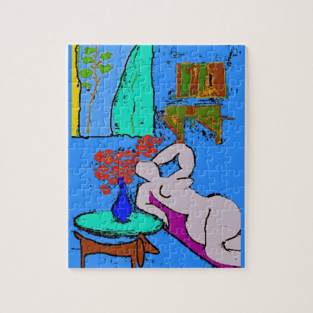 Dachshund and Reclining Woman Jigsaw Puzzle (Vertical)