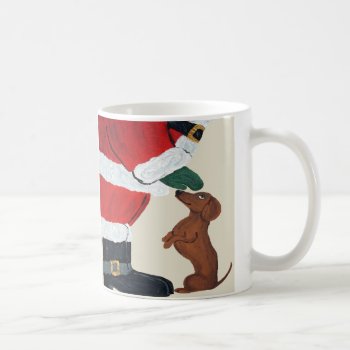 Dachshund And Santa Coffee Mug by Squirreldumplings at Zazzle