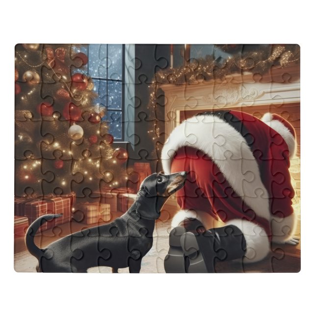 Dachshund and Santa  Jigsaw Puzzle (Puzzle Horizontal)