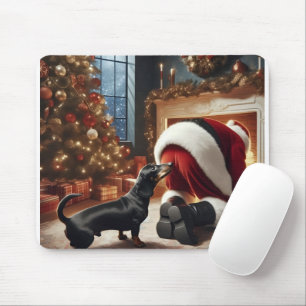 Dachshund and Santa  Mouse Pad