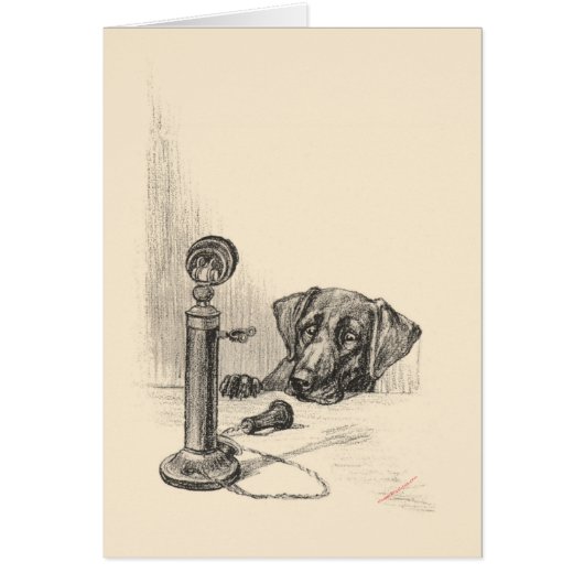 Dachshund and Vintage Phone (Front)