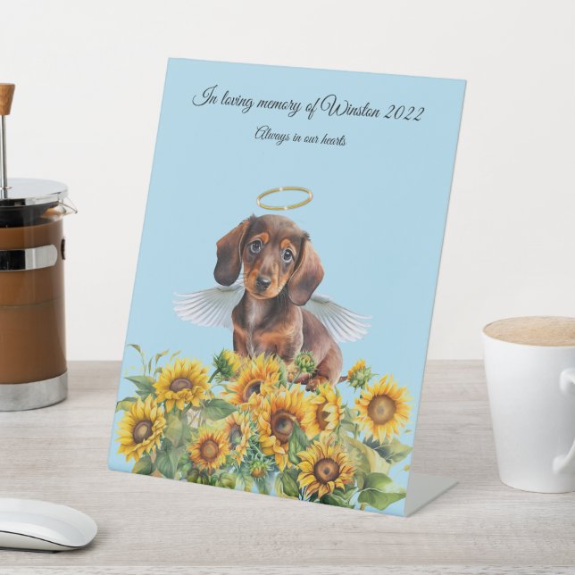 Dachshund Angel Memorial Tribute  Pedestal Sign (In SItu)