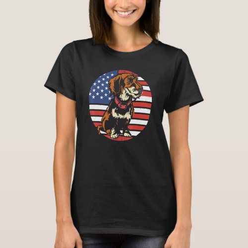 Dachshund Animal American Flag For Sausage Weiner  T_Shirt