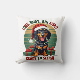 Dachshund Art Long Body and Big Spirit Throw Pillow