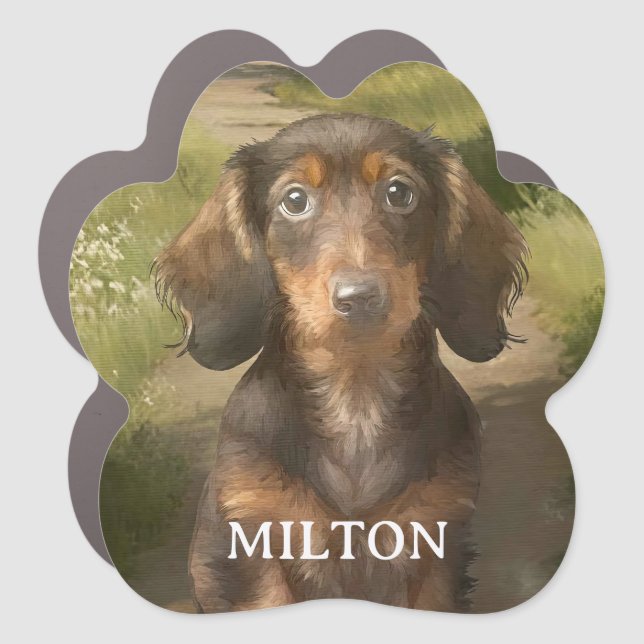 Dachshund Art Sausage Dog Painting Design Car Magnet (Front)