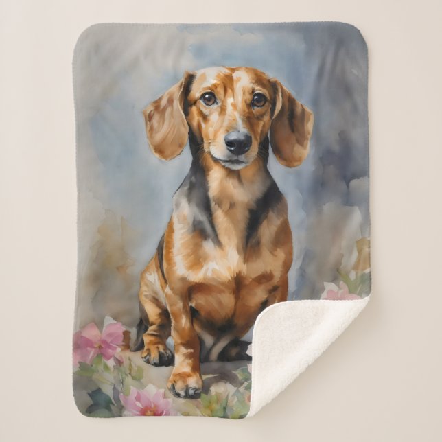 Dachshund Artsy Sherpa Blanket (Front)