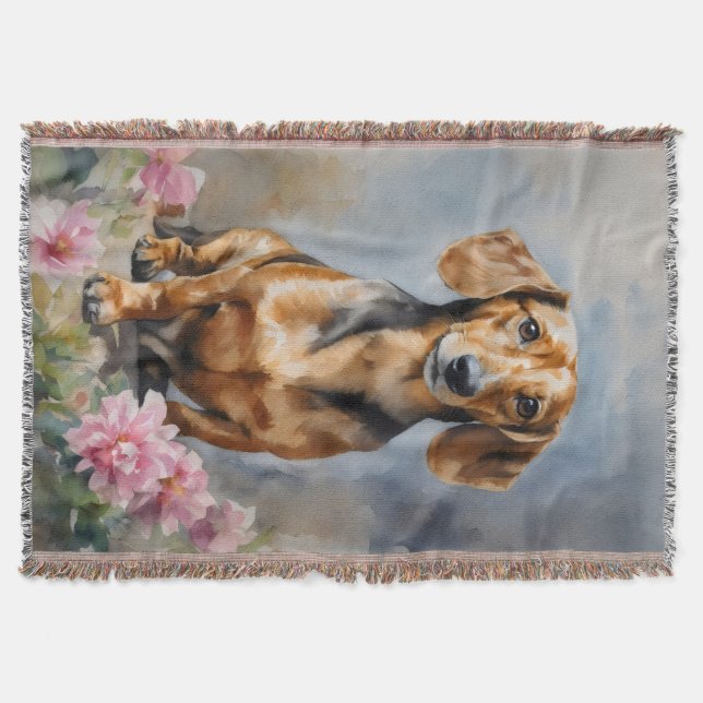 Dachshund Artsy Throw Blanket (Front)